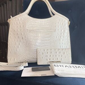 Brahmin White Croc-Embossed Women's Bag Set